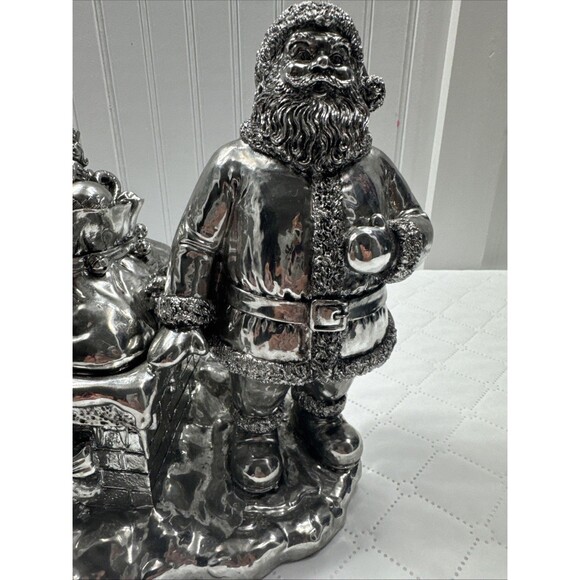 Silver Plated Santa And Chimney Candy Dish. Great Addition To Your Holiday Decor - Picture 6 of 16